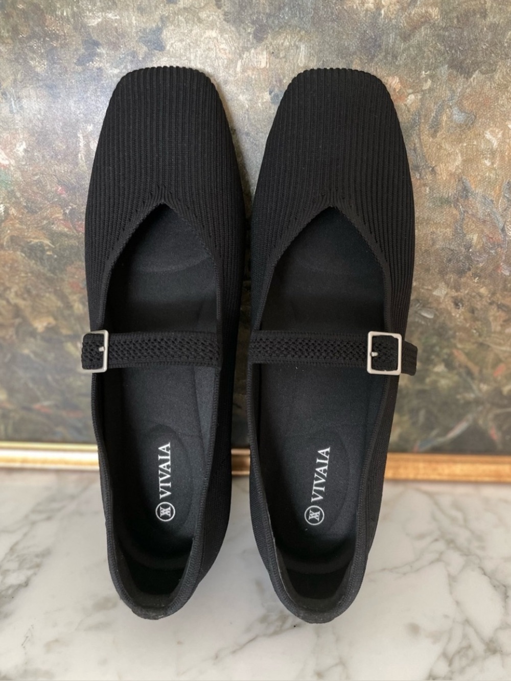 VIVAIA Margot Mary Jane Square Toe Flats Black Sz 10 (41.5) Sustainable Slip on - Picture 5 of 10